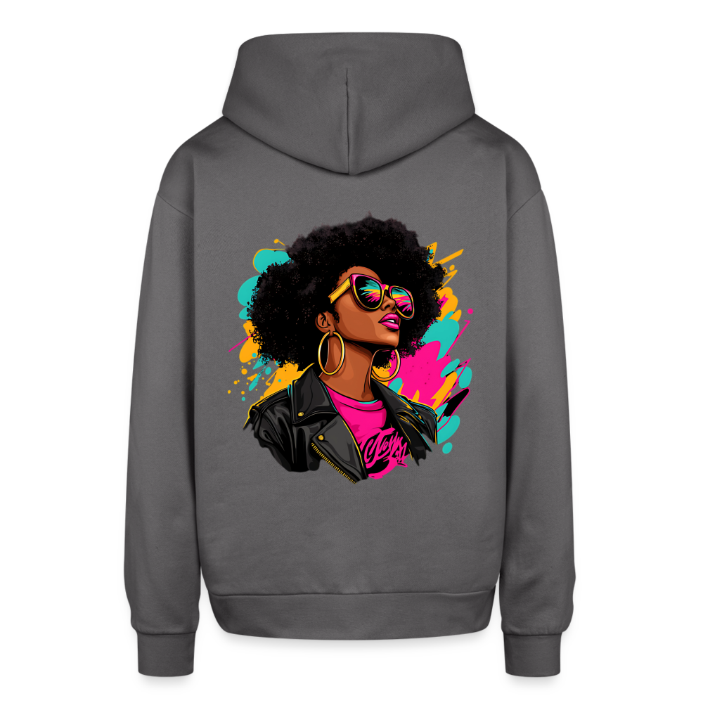 Afro Pop Art Diva Oversized Hooded Sweatshirt - graphite gray