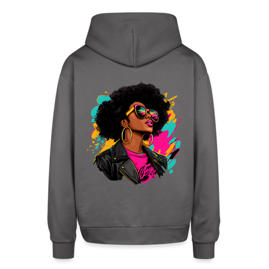 Afro Pop Art Diva Oversized Hooded Sweatshirt - graphite gray