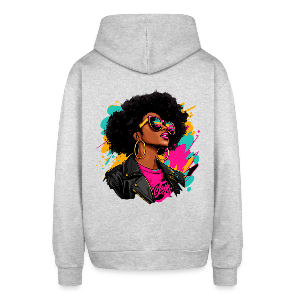 Afro Pop Art Diva Oversized Hooded Sweatshirt - heather grey