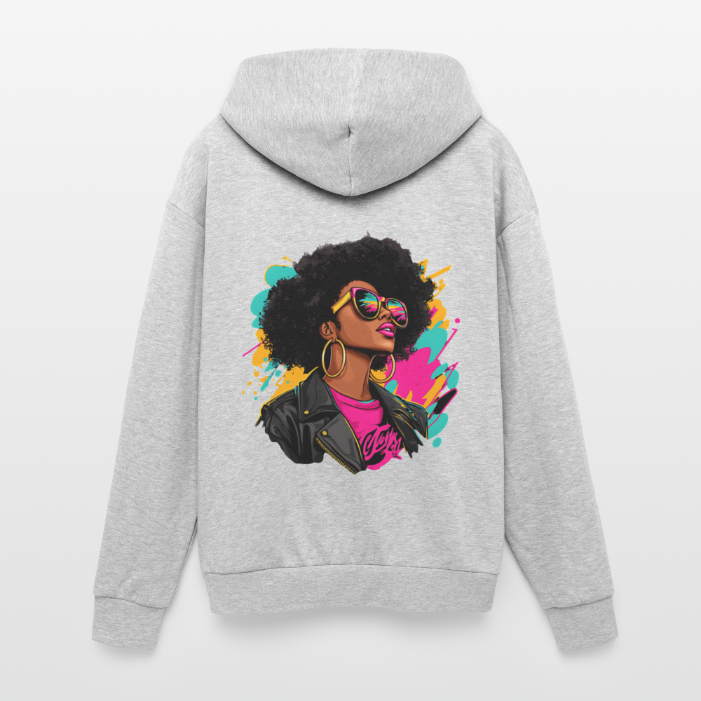 Afro Pop Art Diva Oversized Hooded Sweatshirt - heather grey