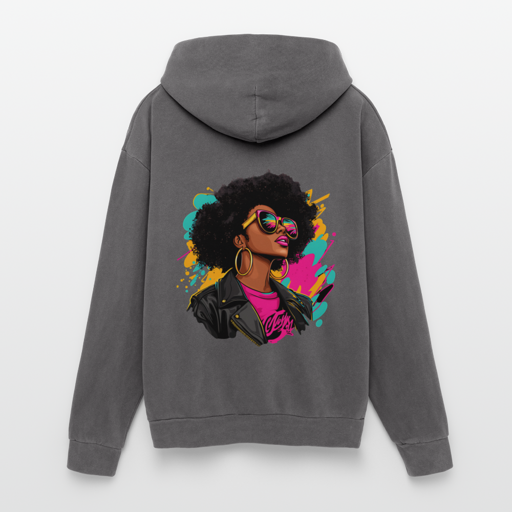 Afro Pop Art Diva Oversized Hooded Sweatshirt - graphite gray